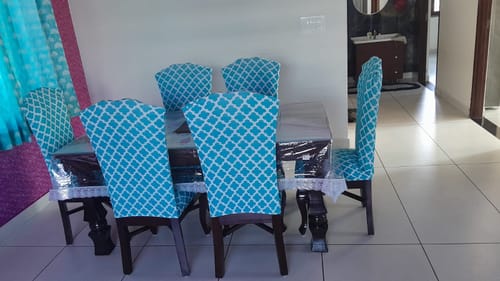 Customer photo review of Blue Diamond Stretchable Dining Table Chair Covers