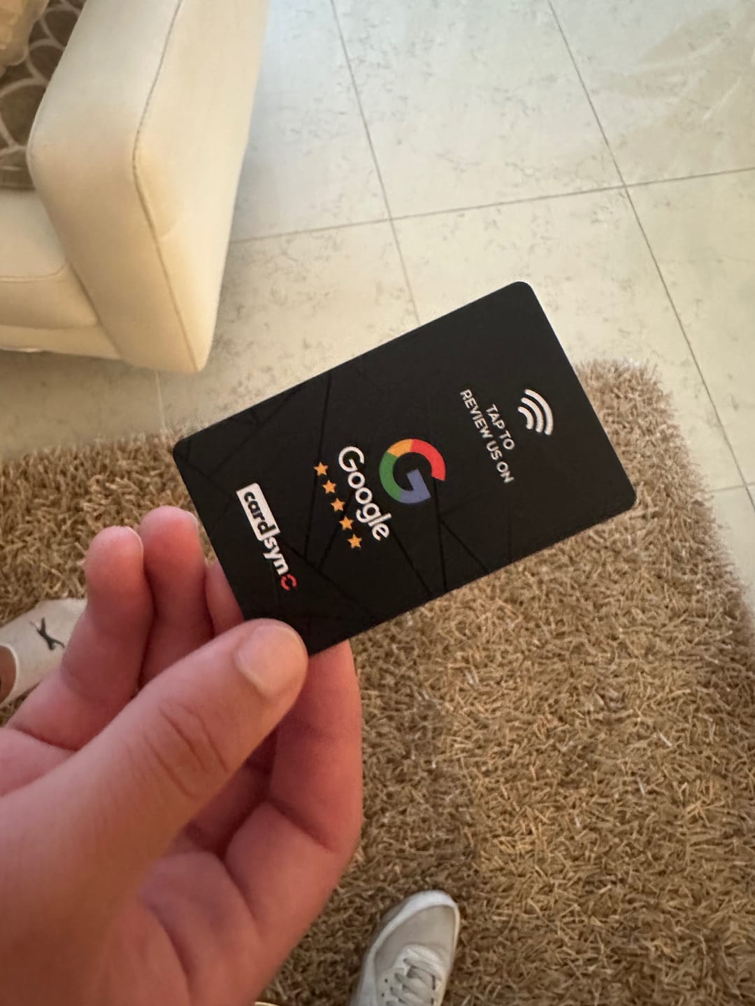 Customer photo review of Google Review Cards