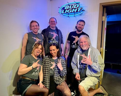 Customer photo review of Dude Abide Pose Cotton Tee