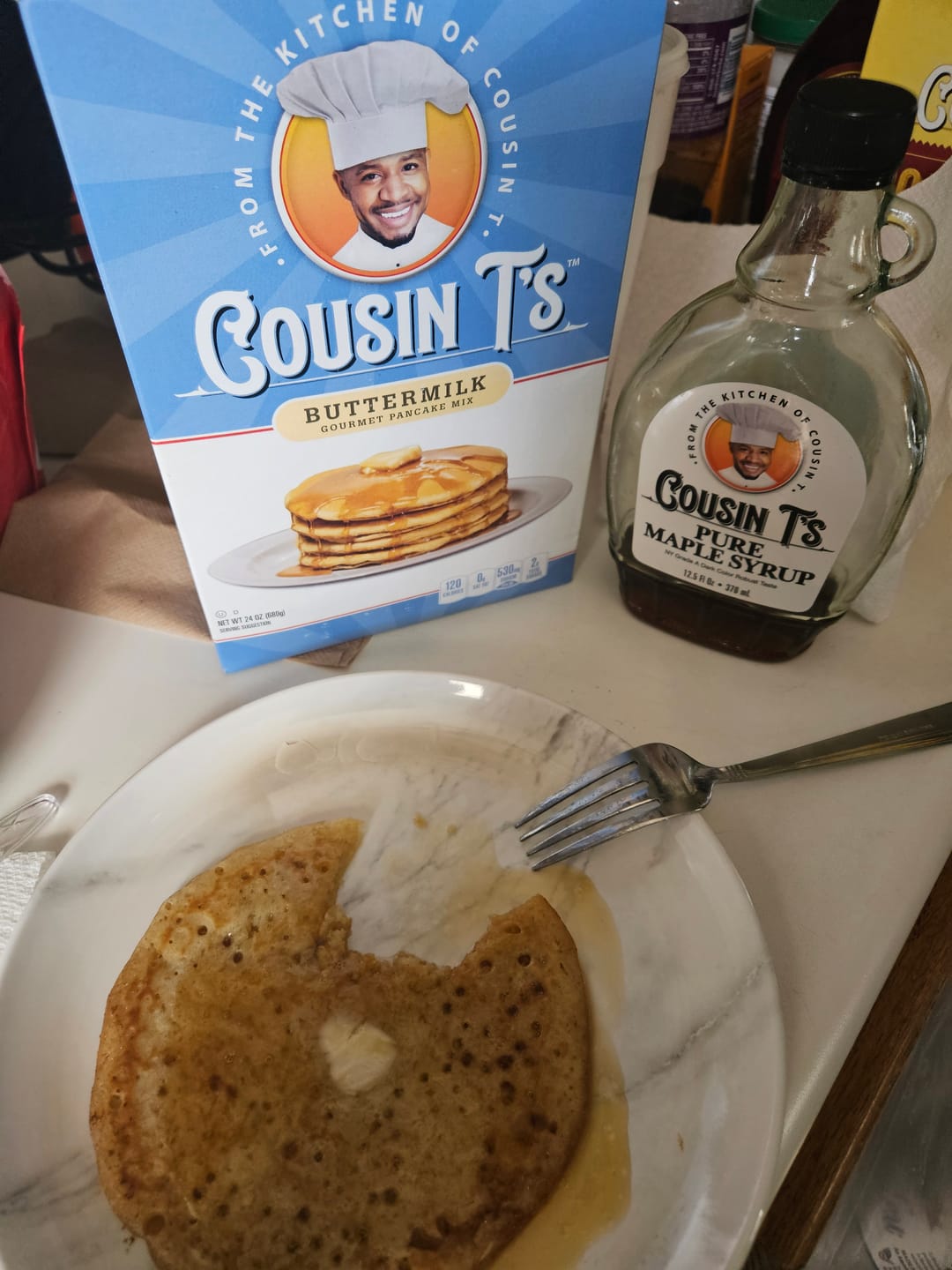 Customer photo review of Cousin T's Maple Syrup & Pancake Mix Bundle