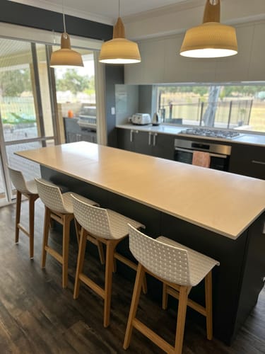 Customer photo review of Byron Solid Oak Bar Stool in White Acrylic