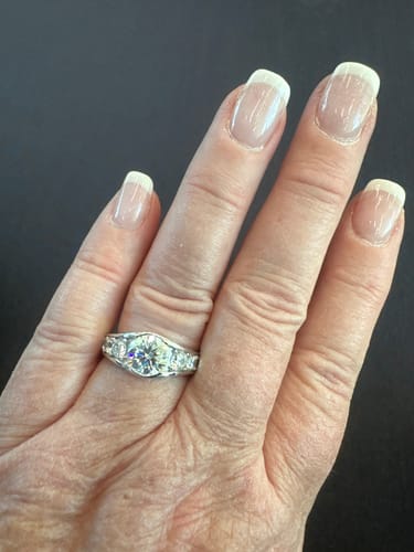 Customer photo review of Bezel Round Moissanite Channel Euro Shank Engagement Ring