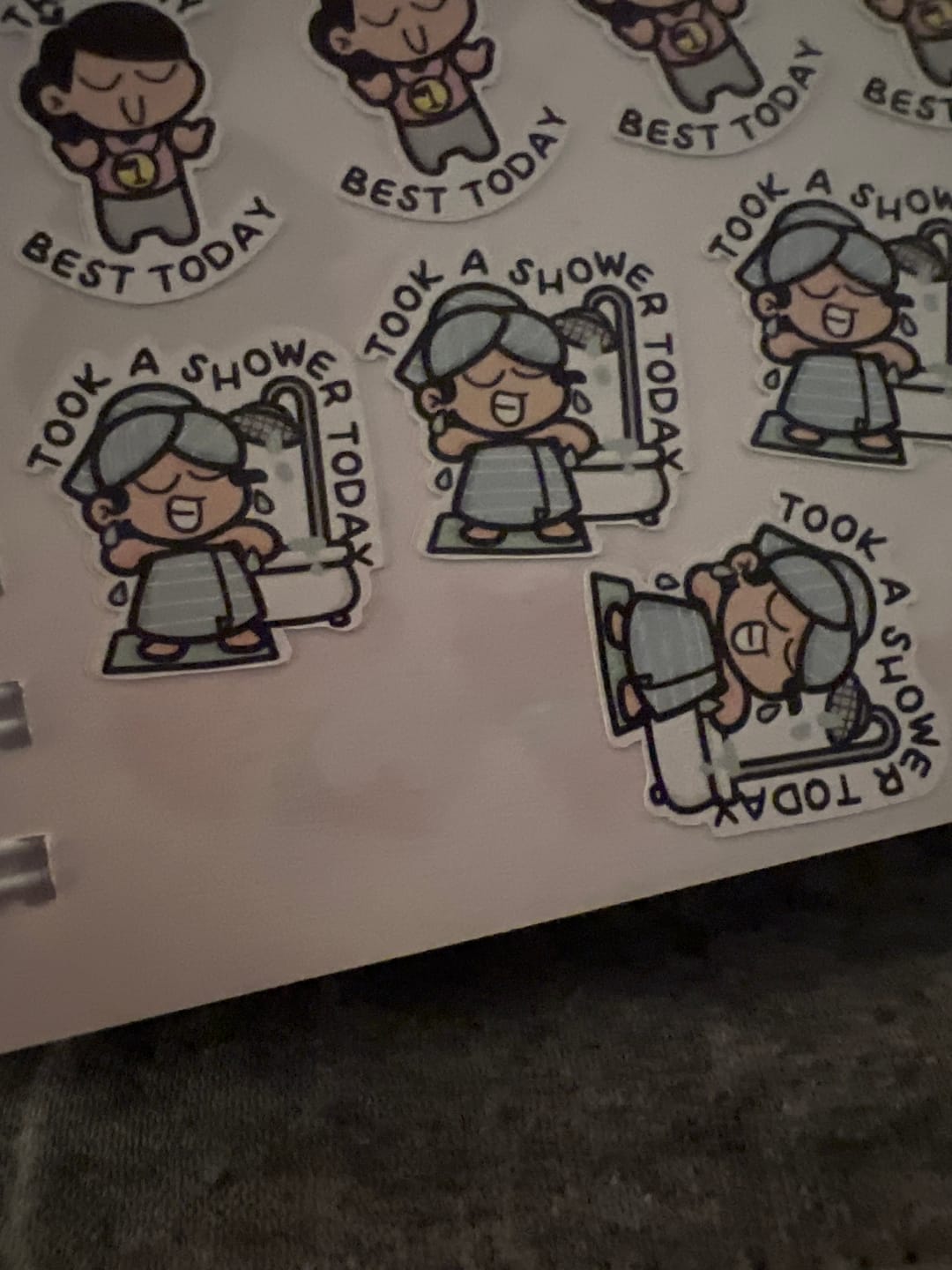 Customer photo review of Showered today planner stickers