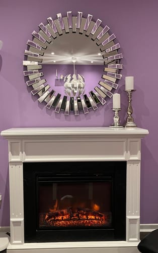 Customer photo review of Modern Sunburst Beveled Round Mirror 36"