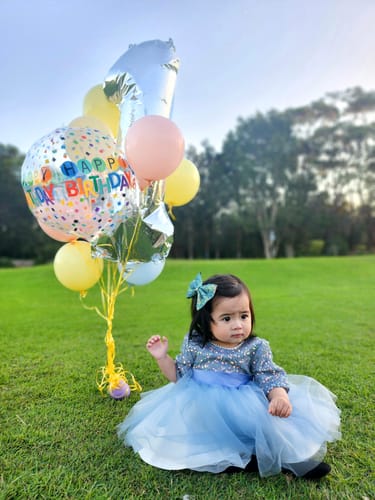 Customer photo review of Baby Girl Princess Dress Toddler Summer Sequins Flowers Puffy Birthday Party Dresses