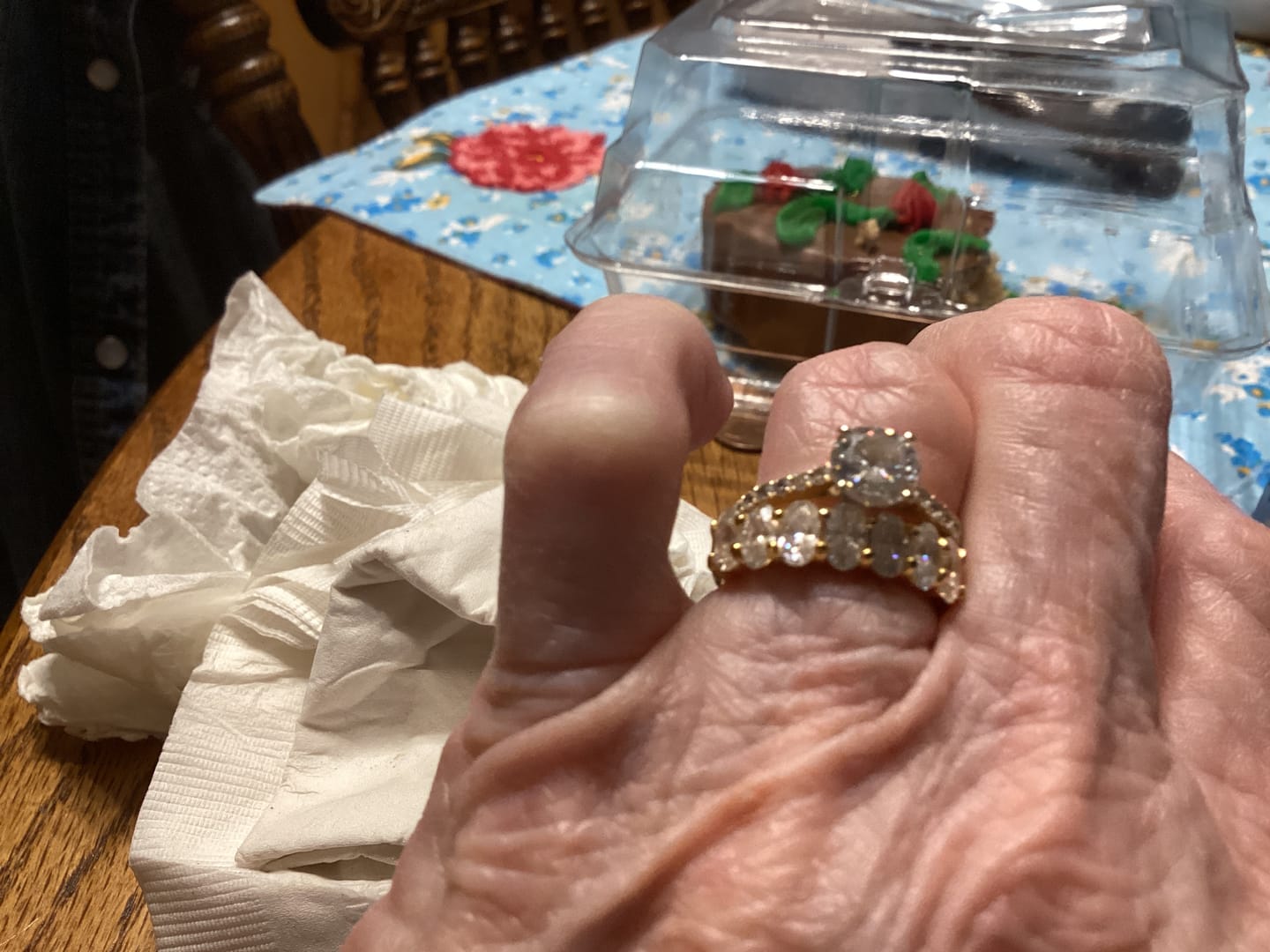 Customer photo review of Seven Stone Oval Cut Moissanite Half Eternity Wedding Band Ring