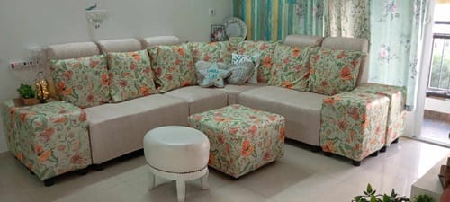 Customer photo review of Cream Juth Elastic L-Shape Sofa Slipcovers