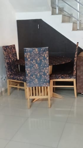 Customer photo review of Bronze Rose Elastic Dining Table Chair Covers