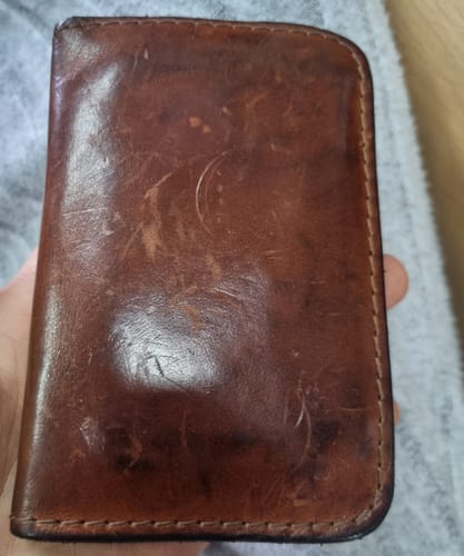 Customer photo review of Blemished | No.52 | 'Buck Brown' Vertical Leather Wallet
