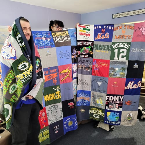 T-shirt quilt featuring new york mets, green bay packers by Diane from NY