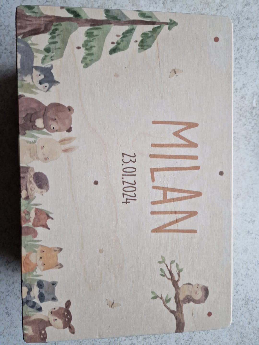 Customer photo review of Personalisierte Erinnerungskiste Waldtiere