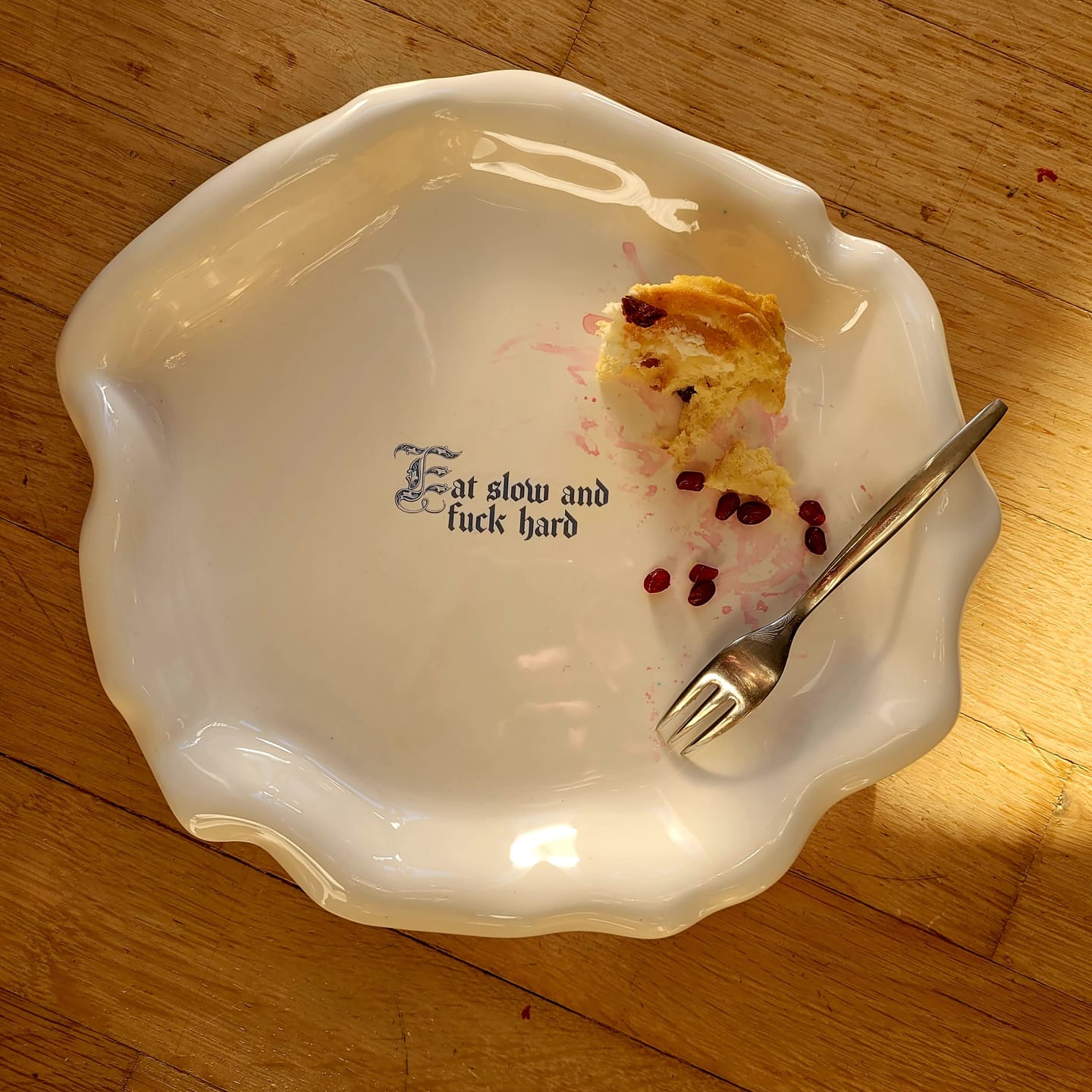 Customer photo review of "Eat slow and fuck hard" Explicit Dinner Plate