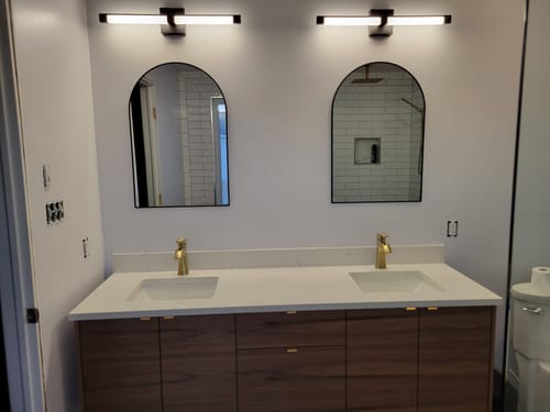 Customer photo review of Austin 72" Wall Mount American Black Walnut Bathroom Vanity, Double Sink