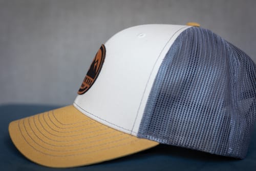 Customer photo review of Custom Leather Patch Trucker Hat - Richardson 112