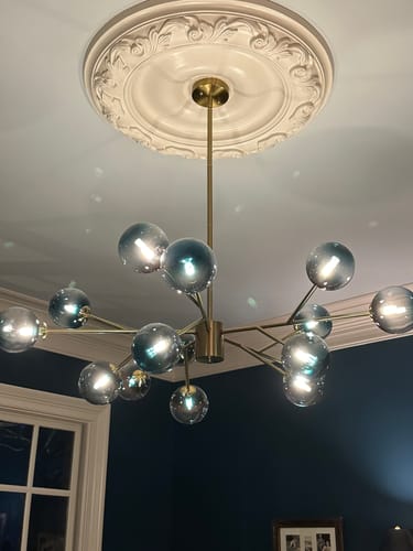Customer photo review of 15-Light Branch Blue Glass Globe Bubble Chandelier
