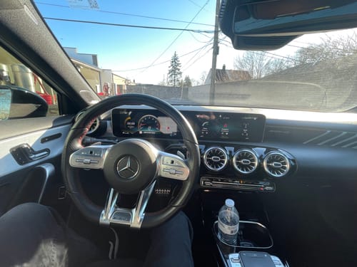Customer photo review of Mercedes AMG Flat Bottom Steering Wheel Lower Trim Cover (2019+)