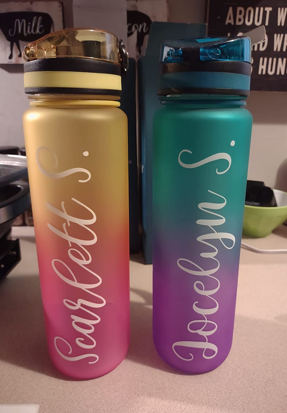 Customer photo review of Personalized Mermaid Frosted 32 oz Water Bottle