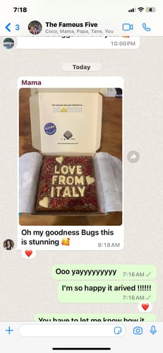 Customer photo review of Gluten free custom message brownie