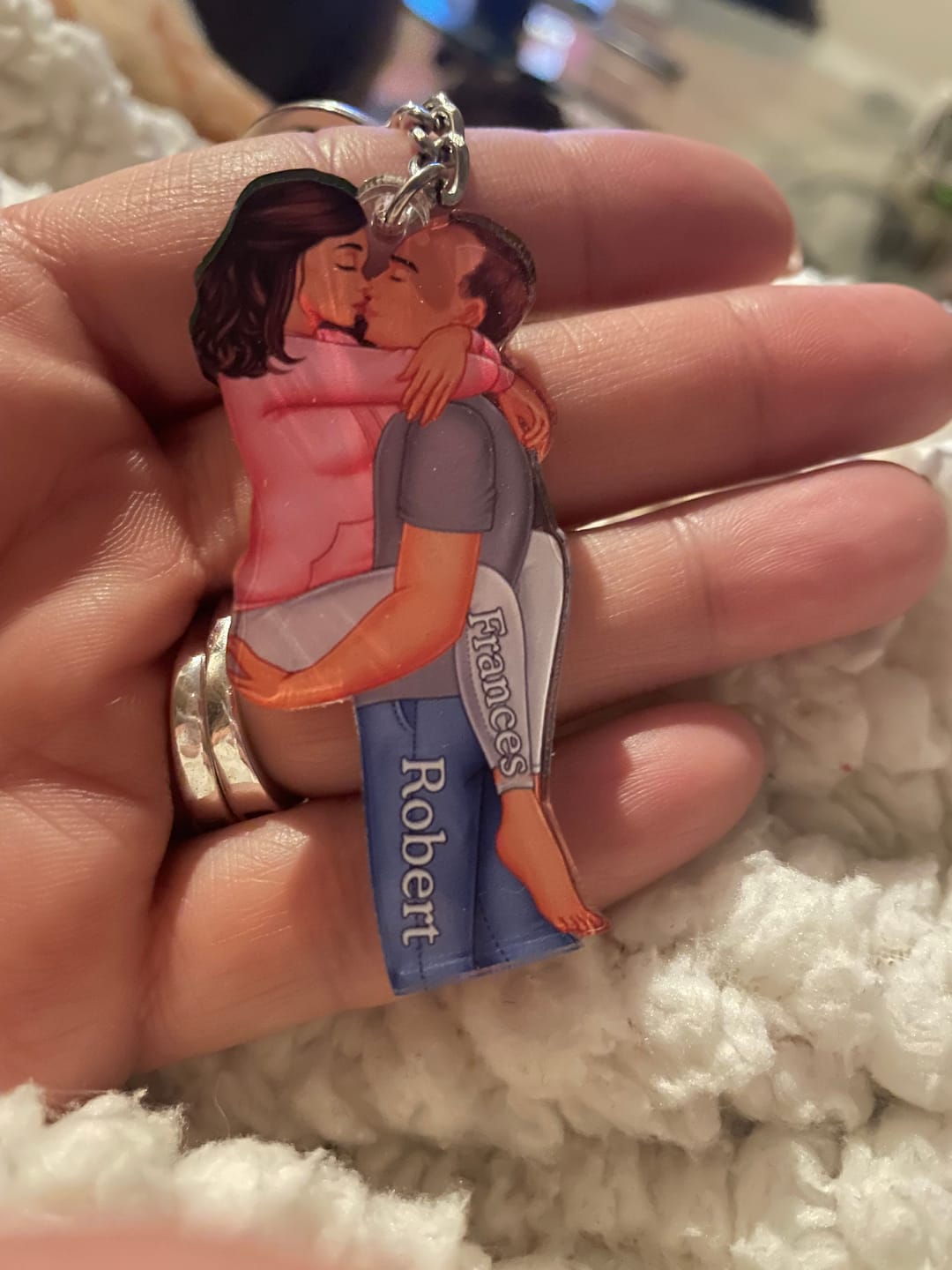 Customer photo review of Couple Kissing - Anniversary Gift For Couples - Personalized Keychain