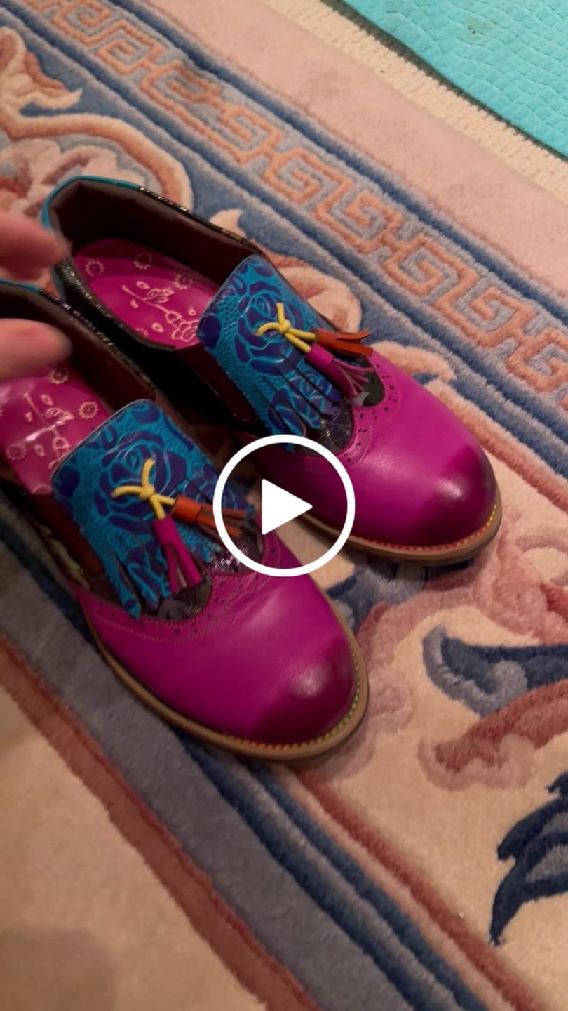 Customer video review of Bohemian Painted  Brogue Genuine Leather Shoes