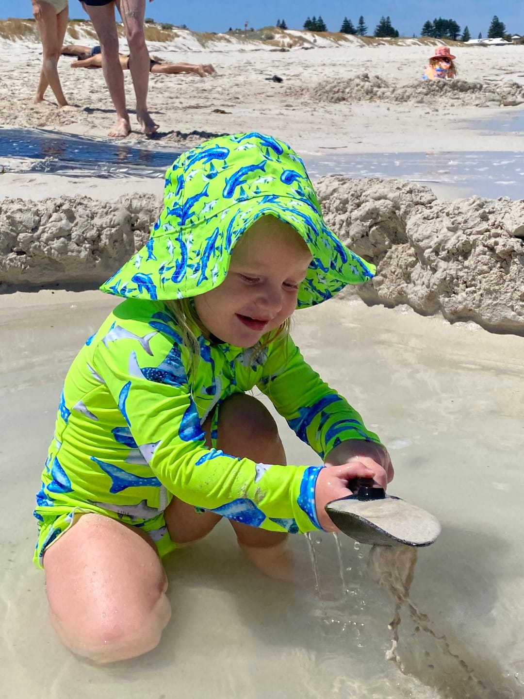 Customer photo review of Fluro Green Sharks Beach Hat