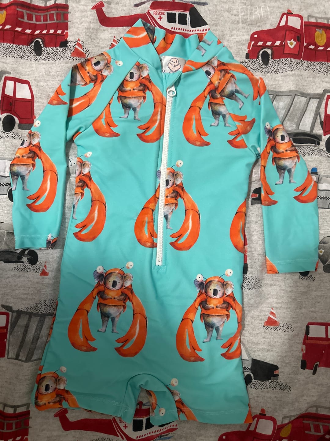 Customer photo review of Crab Koala Unisex Long Sleeve Zip Swimmers