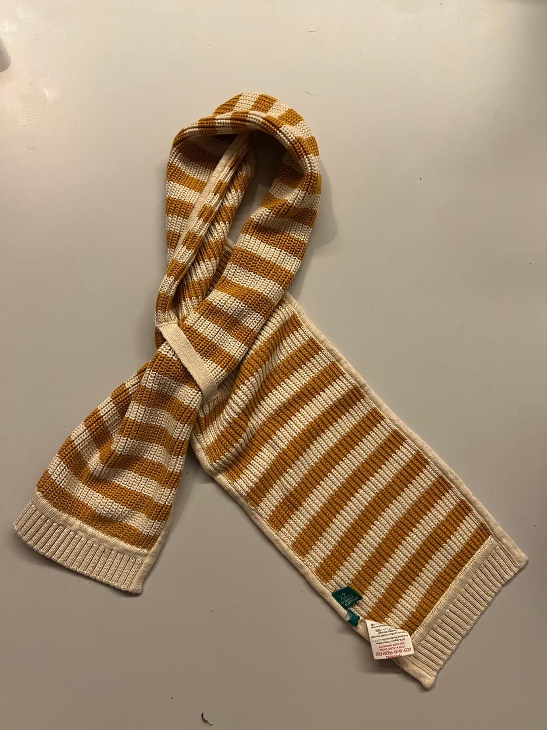 Customer photo review of Gold Striped Knitted Scarf