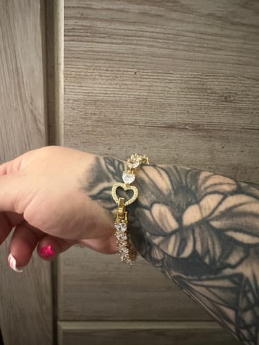Customer photo review of Heart tennis bracelet