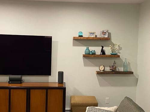 Customer photo review of RECLAIMED WOOD FLOATING SHELVES