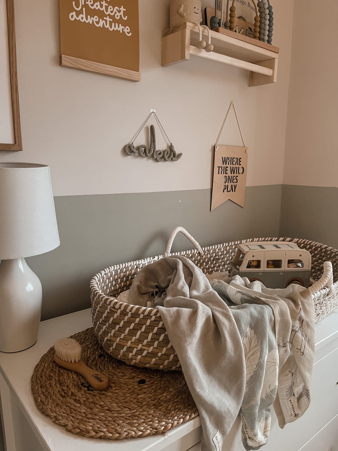 Customer photo review of Sea-Grass Baby Changing Basket