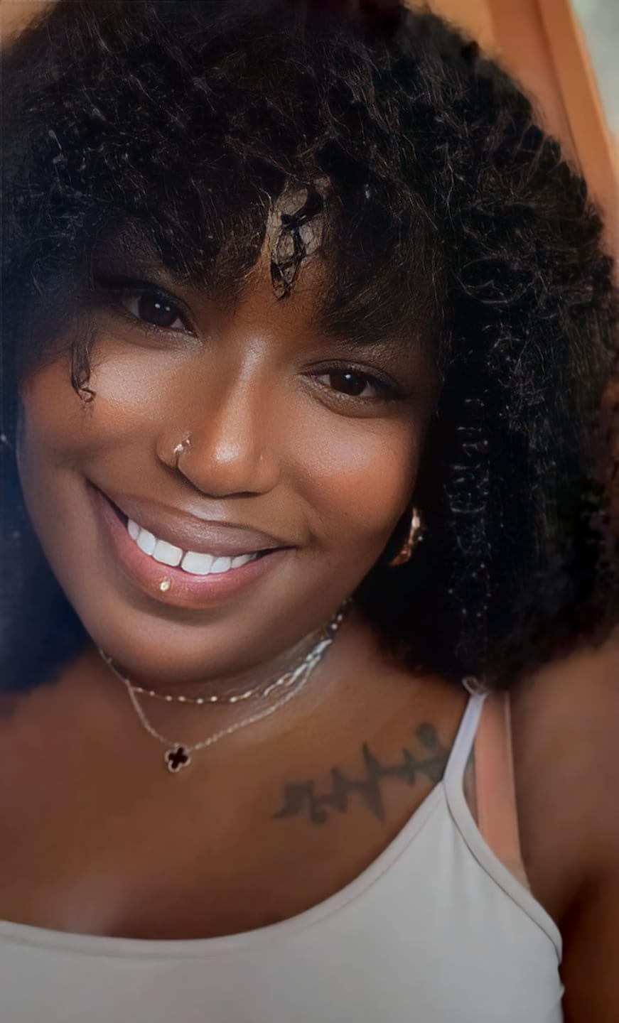 Customer photo review of Brazilian Kinky Curl Fringe - Gabby