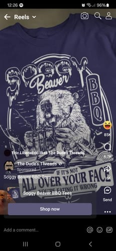 Customer photo review of Soggy Beaver BBQ Cotton Tee