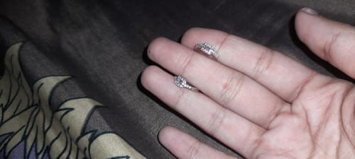 Customer photo review of Silver Sparkling Loop Hoop Earrings