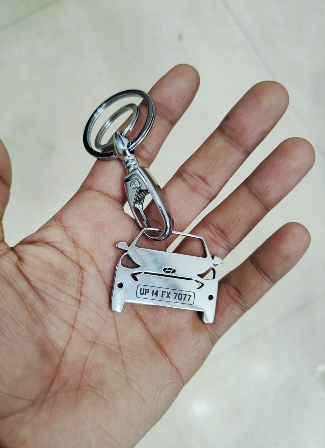 Customer photo review of Personalised Number Plate Car Keychain