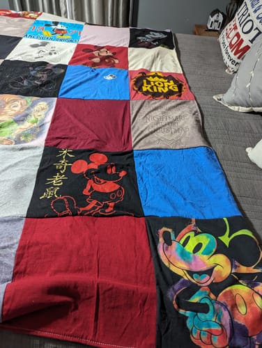 T-shirt quilt with disney, animation themes by Sandra from IL