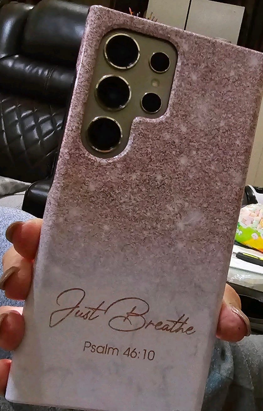 Customer photo review of Just breathe Psalm 46:10 phone case