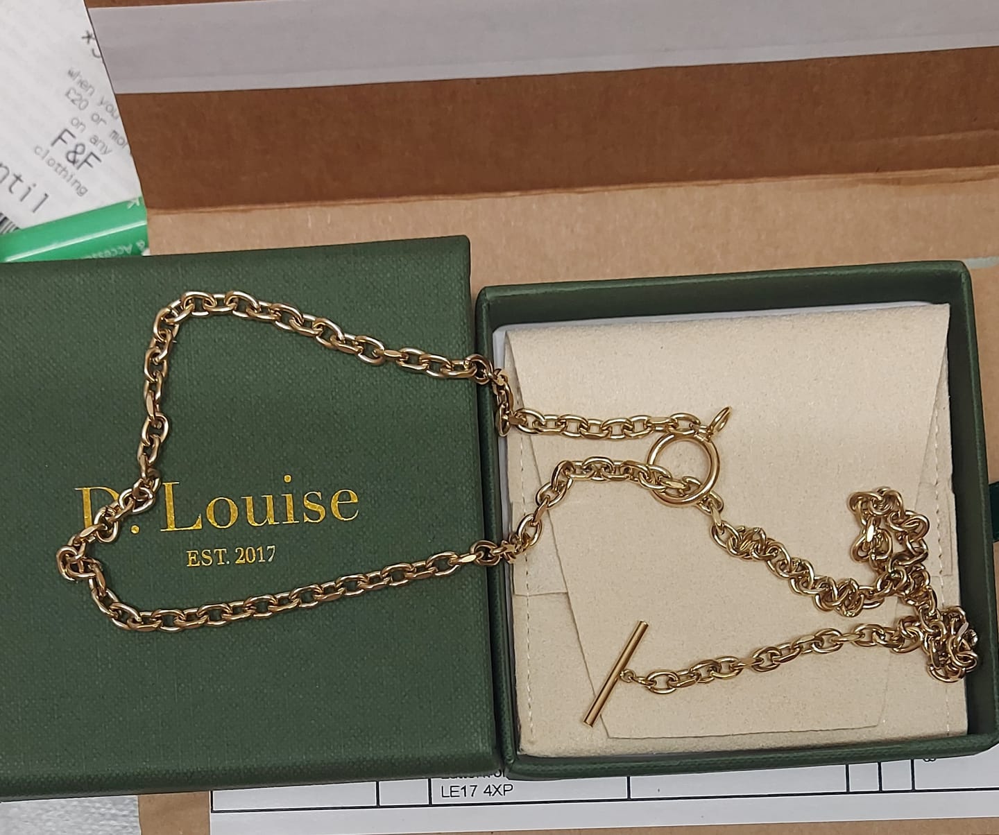 Customer photo review of Cuban T Bar Necklace