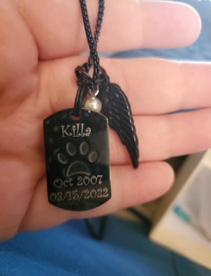 Customer photo review of Personalized Photo Urn Necklace for Pet