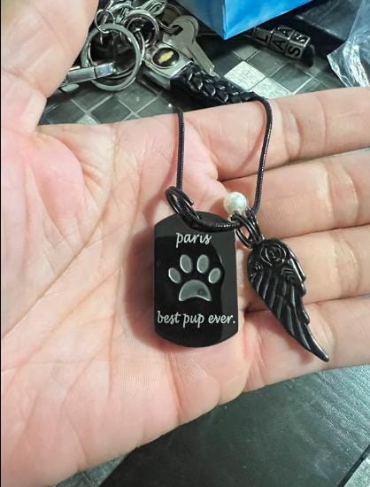 Customer photo review of Personalized Photo Urn Necklace for Pet
