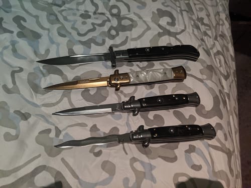 Customer photo review of 8.75" Italian Stiletto Switch Kris Blade Pocket Knife