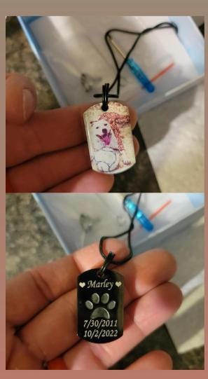Customer photo review of Personalized Photo Urn Necklace for Pet