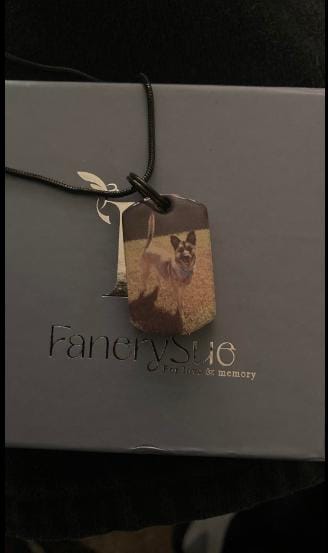Customer photo review of Personalized Photo Urn Necklace for Pet