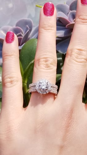 Customer photo review of Halo CZ Ring in Sterling Silver