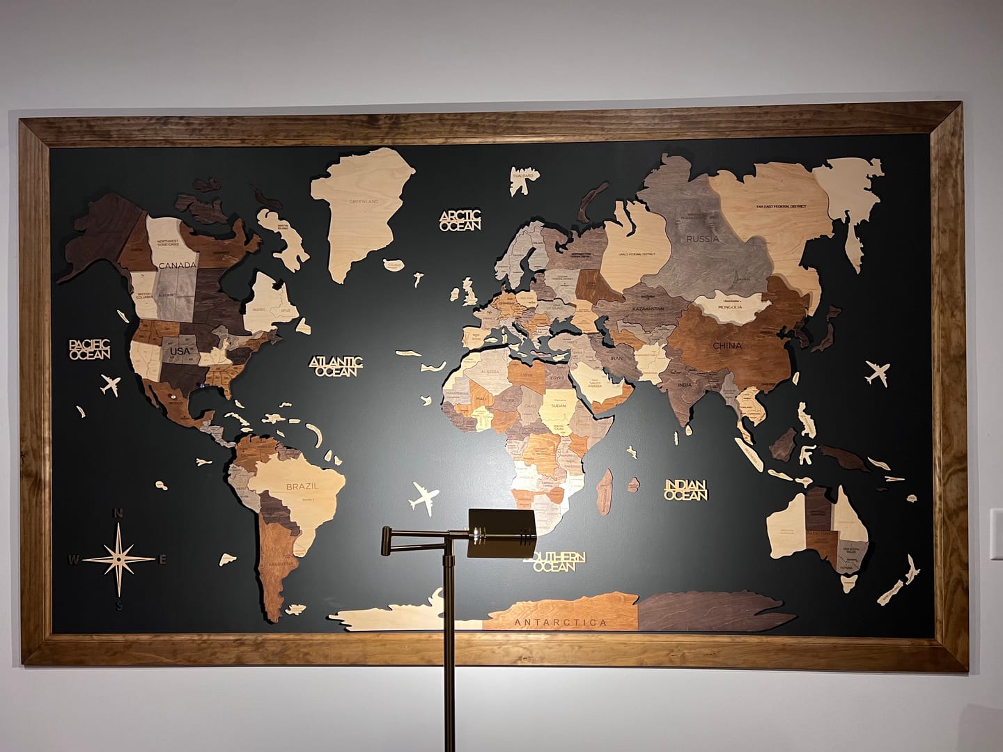 Customer photo review of 3D Wooden World Map Urban