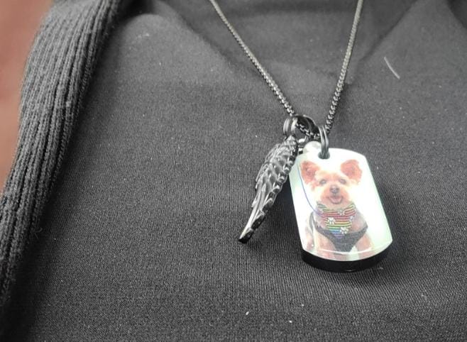 Customer photo review of Personalized Photo Urn Necklace for Pet