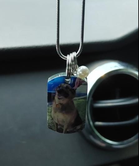 Customer photo review of Personalized Photo Urn Necklace for Pet
