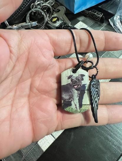 Customer photo review of Personalized Photo Urn Necklace for Pet