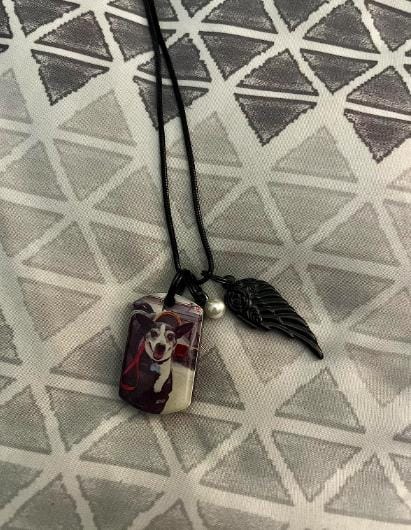 Customer photo review of Personalized Photo Urn Necklace for Pet