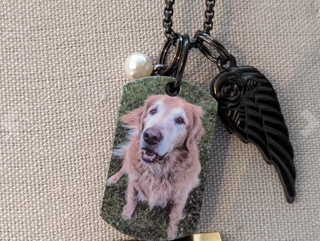 Customer photo review of Personalized Photo Urn Necklace for Pet