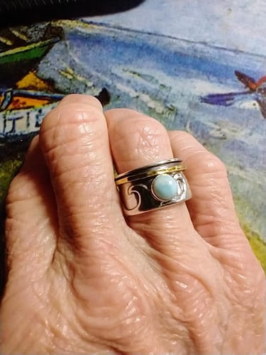 Customer photo review of Fidget Wave Larimar Ring Sterling Silver
